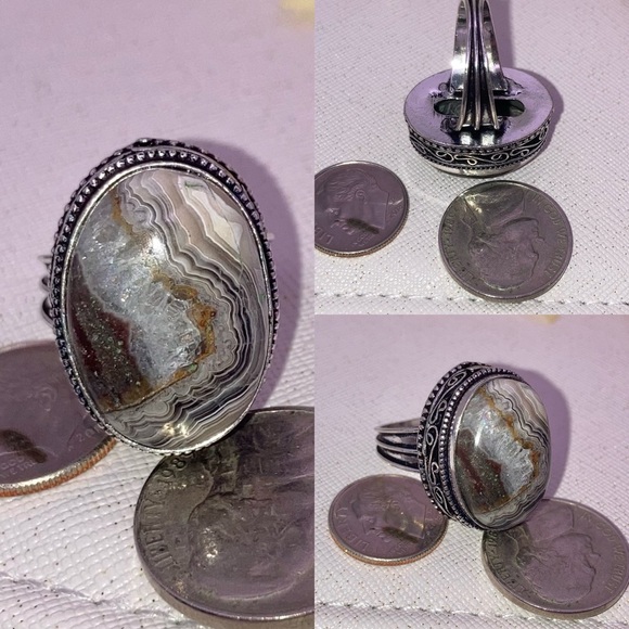 Beautiful Laguna Lace Agate Gemstone Handmade Ring - Picture 3 of 5